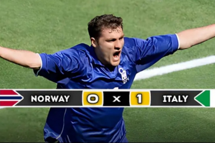 距上次參賽已27年！98年世界杯，維埃里破門，挪威被意大利淘汰