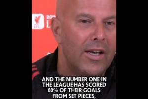 斯洛特調(diào)侃：聯(lián)賽第一60%進(jìn)球是定位球，我們只落后1分，沒那么糟